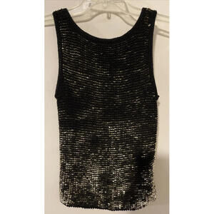 Cache Womens Small Black & Gold Super Stretchy Sequined Sleeveless Blouse! M859
